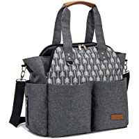 Los mejores  - Lekebaby Bolso cambiador de pañales para mamá y niña- Satchel Messenger de gran capacidad- impresión de flecha- gris